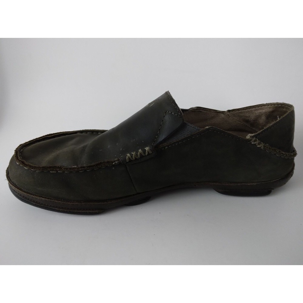 Olukai Moloa Dark Brown Leather Slip On Shoe Mens Size US 9 EUR 42 - Picture 4 of 9
